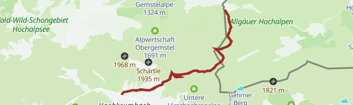 Route map: Warth | Geißhorn (2.366 m)